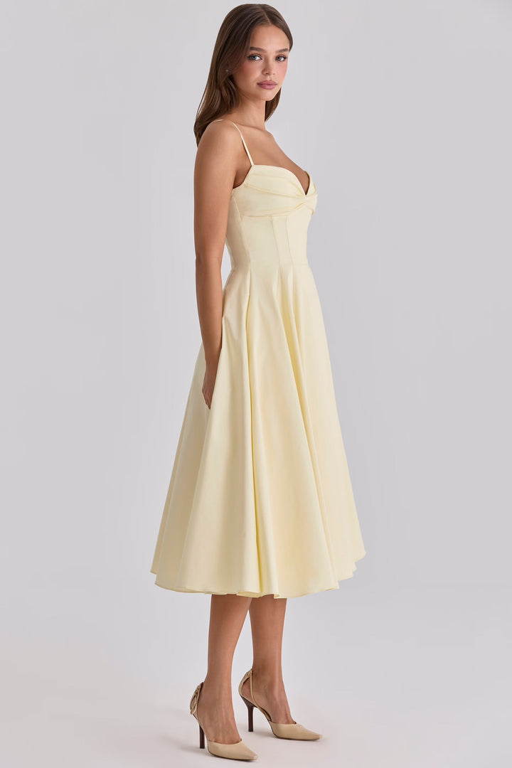 Seraphina | Pima Cotton Gathered Bust Midi Dress