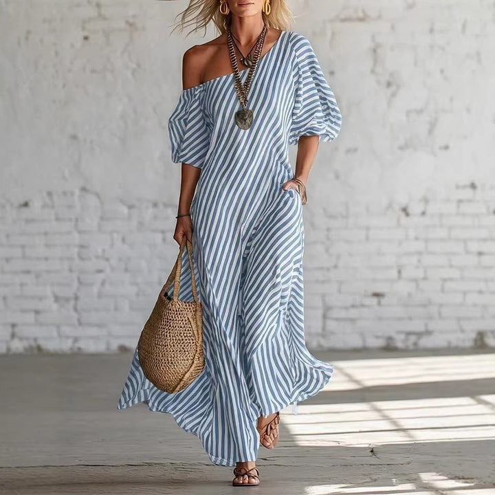 Sienna Walker | Striped Off-Shoulder Summer Dress For Women