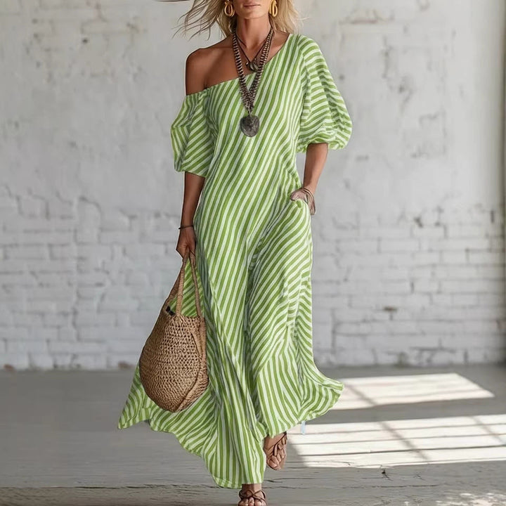 Sienna Walker | Striped Off-Shoulder Summer Dress For Women