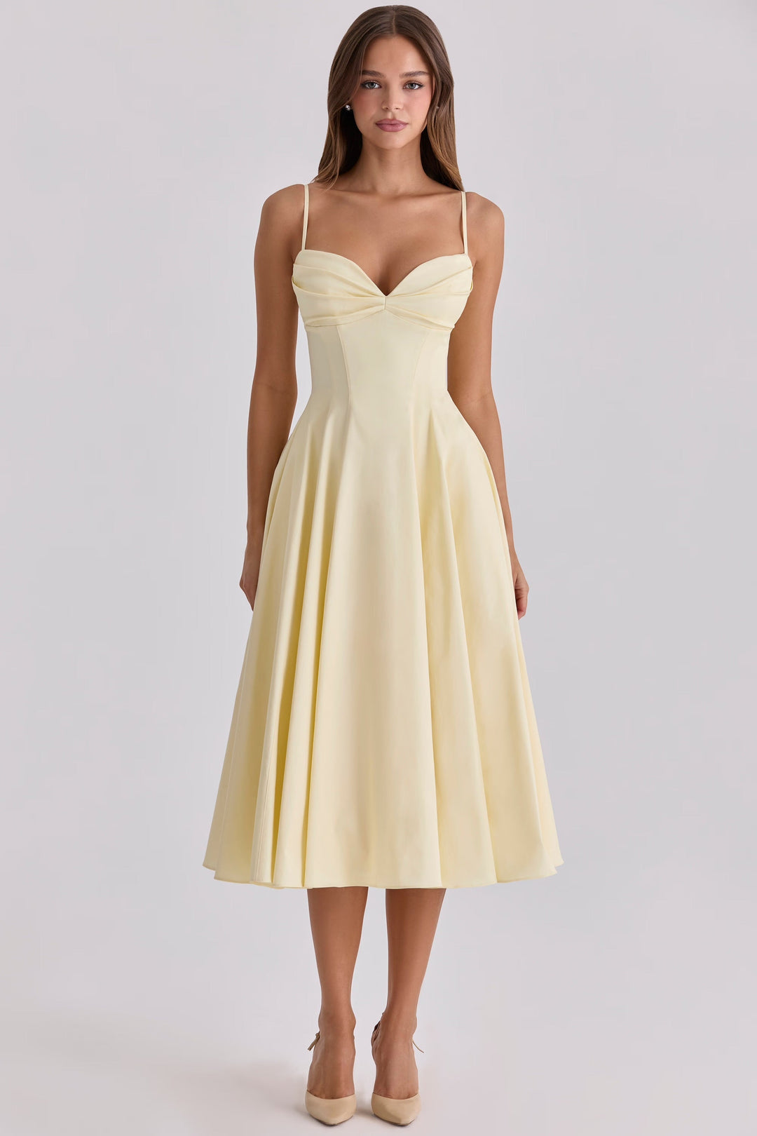 Seraphina | Pima Cotton Gathered Bust Midi Dress