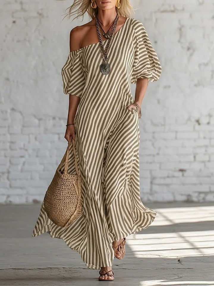 Sienna Walker | Striped Off-Shoulder Summer Dress For Women