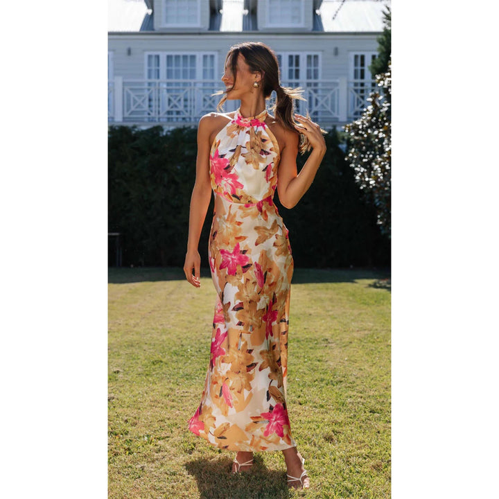 Violet Chambers | Floral Halter Neck Races Dress For Women