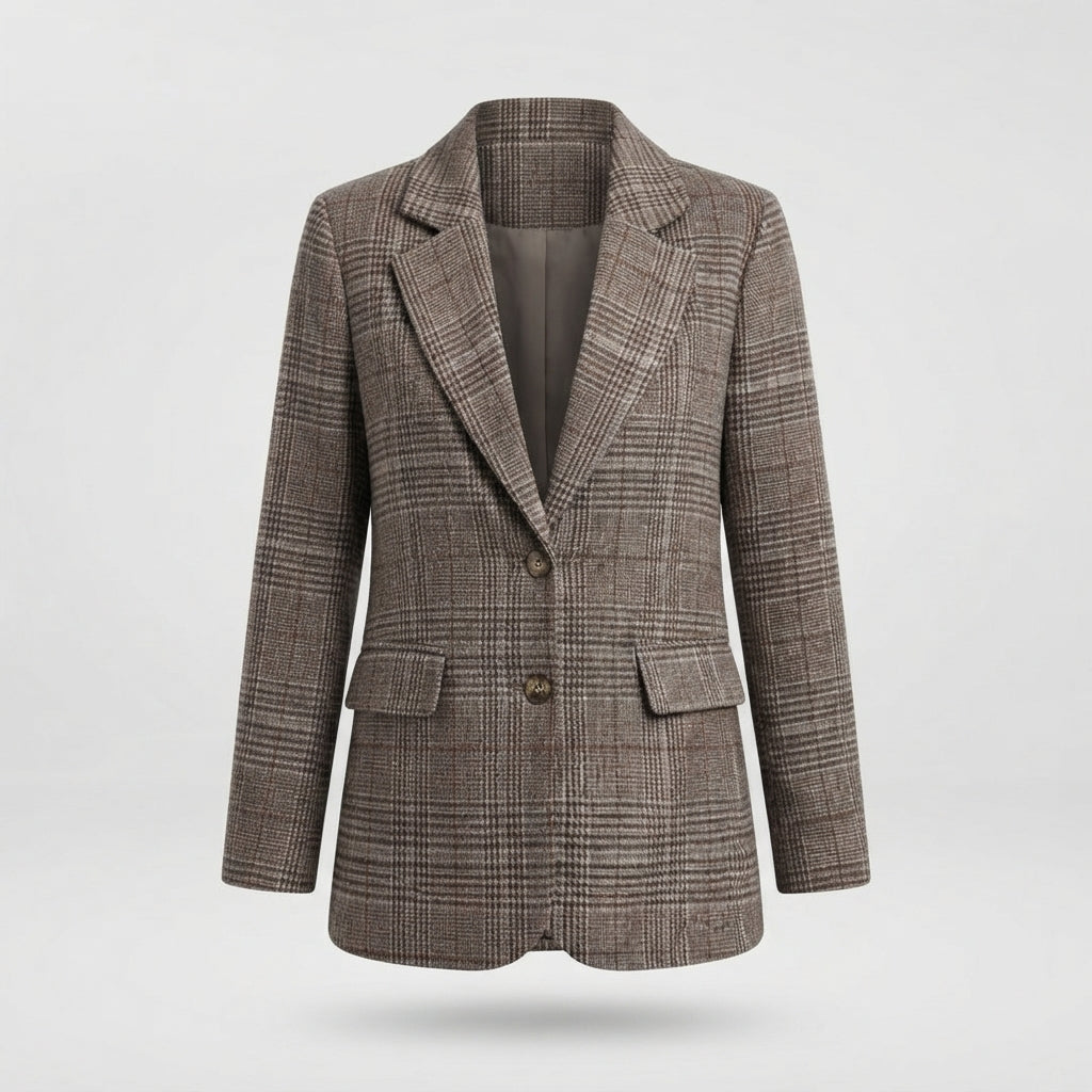 Molly Gordon | Plaid Single-Button Blazer Jacket For Women
