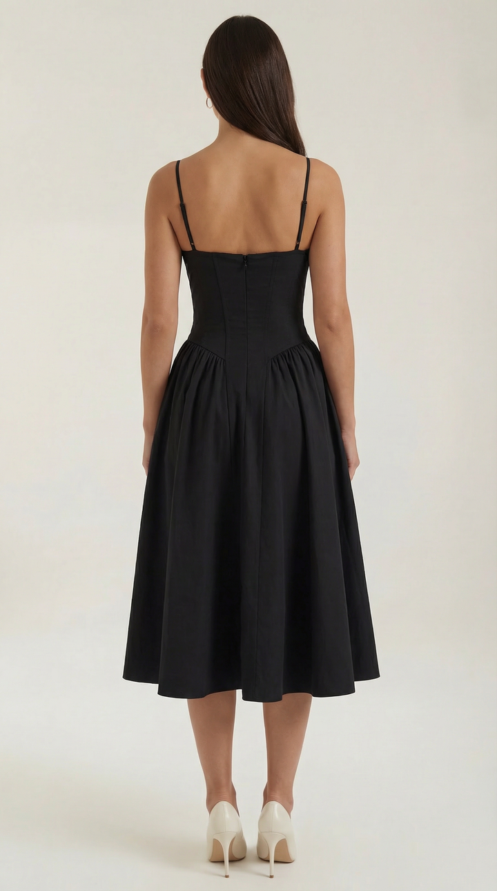 Ulva | Women’s Floral Corset Midi Dress – Sweetheart Neck Summer Dress