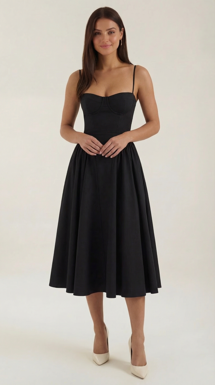 Ulva | Women’s Floral Corset Midi Dress – Sweetheart Neck Summer Dress
