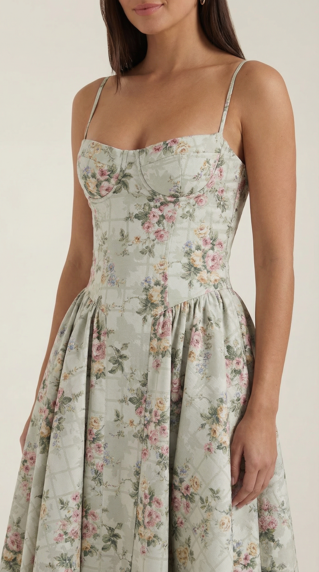 Ulva | Women’s Floral Corset Midi Dress – Sweetheart Neck Summer Dress
