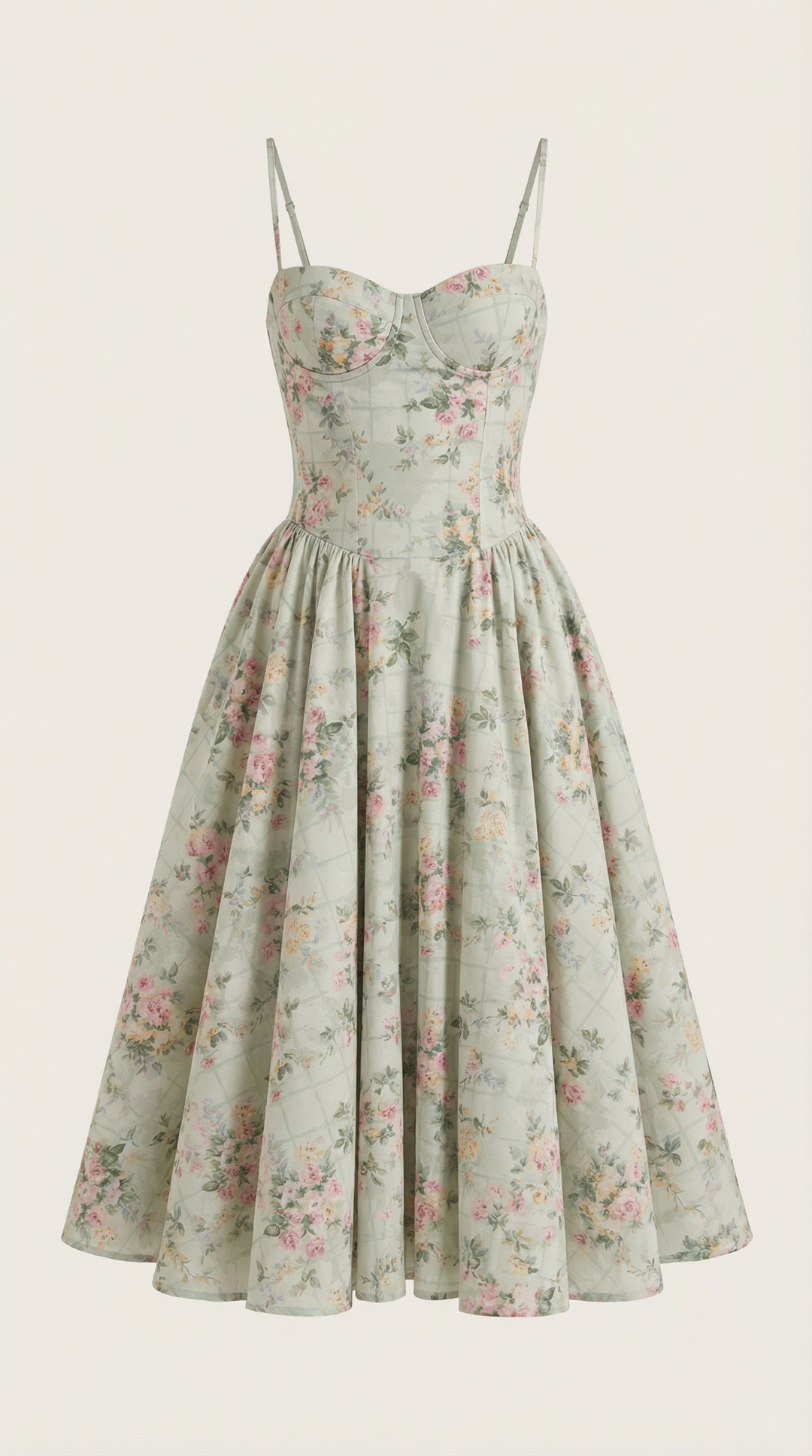 Ulva | Women’s Floral Corset Midi Dress – Sweetheart Neck Summer Dress