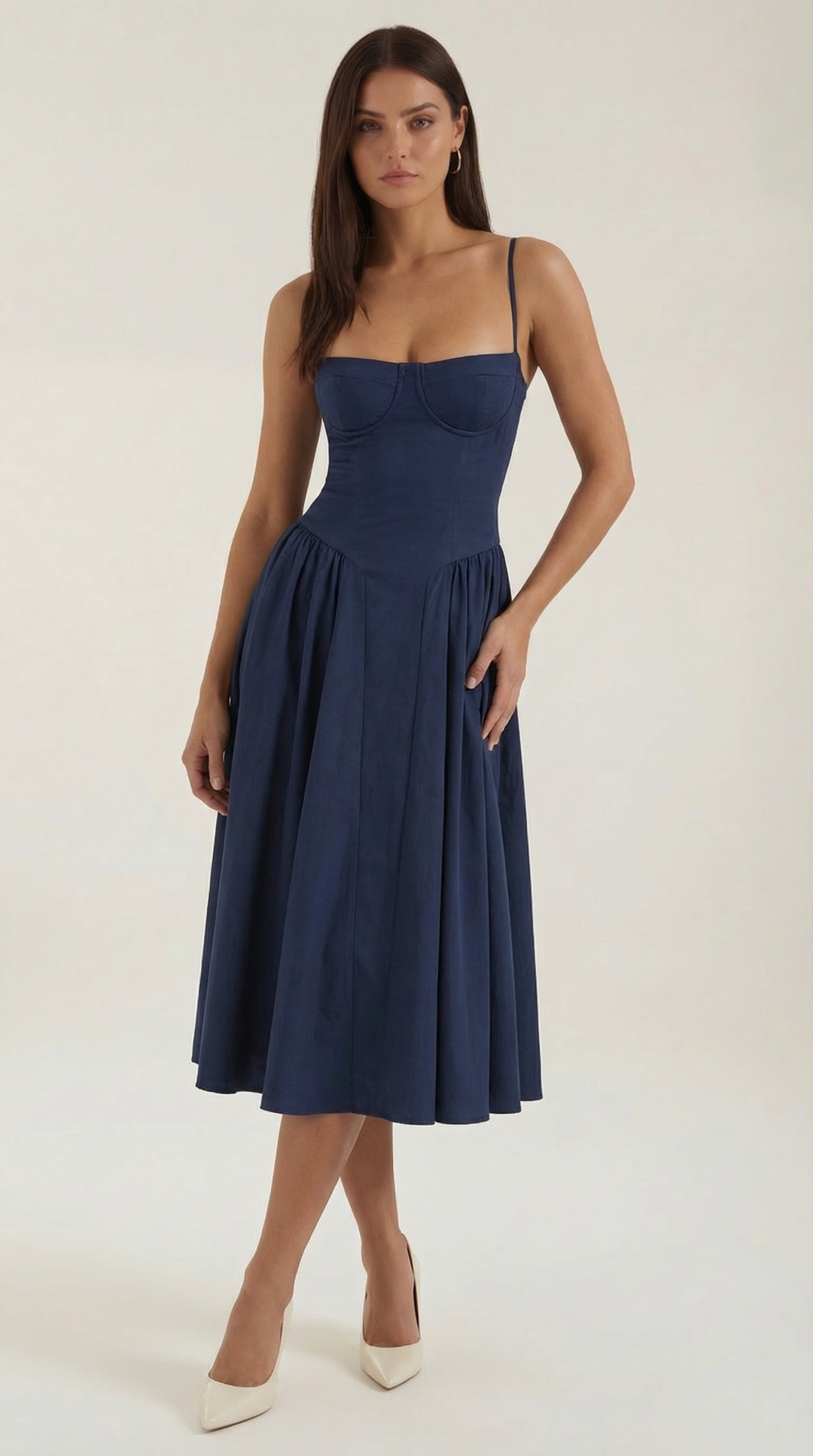 Ulva | Women’s Floral Corset Midi Dress – Sweetheart Neck Summer Dress