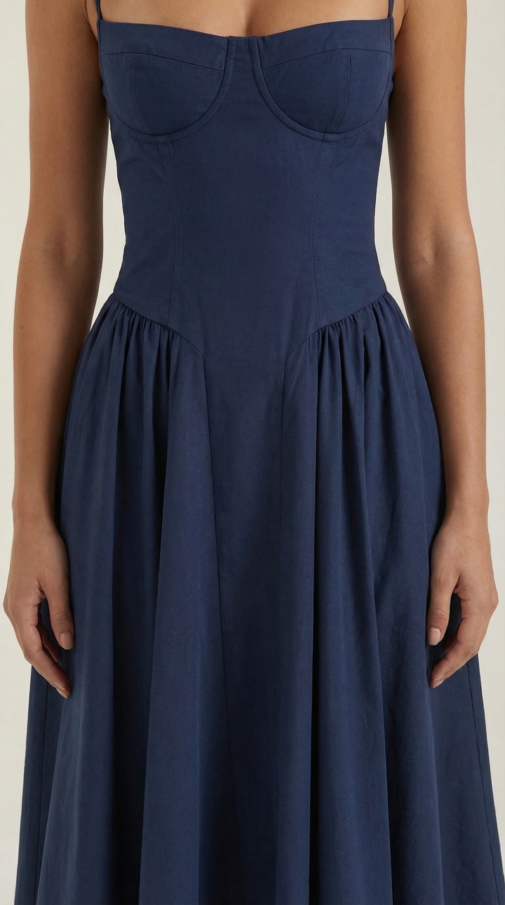 Ulva | Women’s Floral Corset Midi Dress – Sweetheart Neck Summer Dress