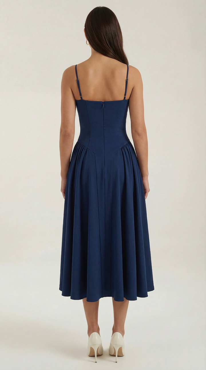 Ulva | Women’s Floral Corset Midi Dress – Sweetheart Neck Summer Dress