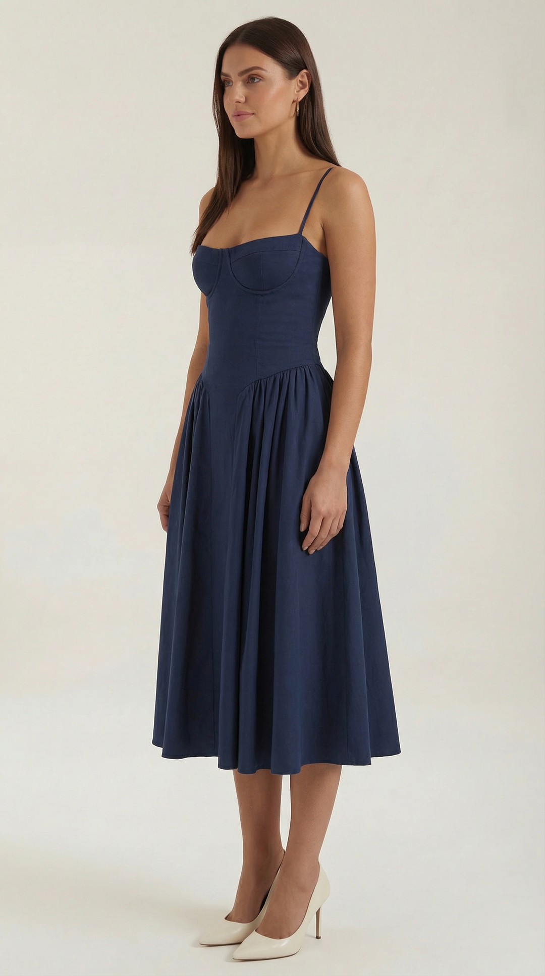 Ulva | Women’s Floral Corset Midi Dress – Sweetheart Neck Summer Dress