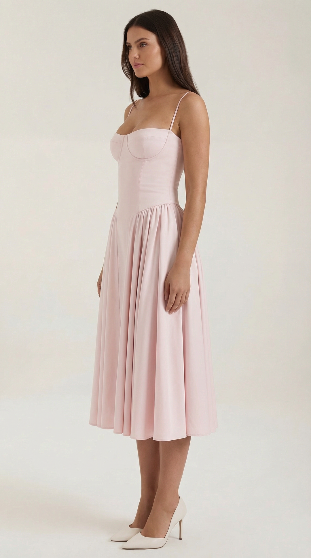 Ulva | Women’s Floral Corset Midi Dress – Sweetheart Neck Summer Dress