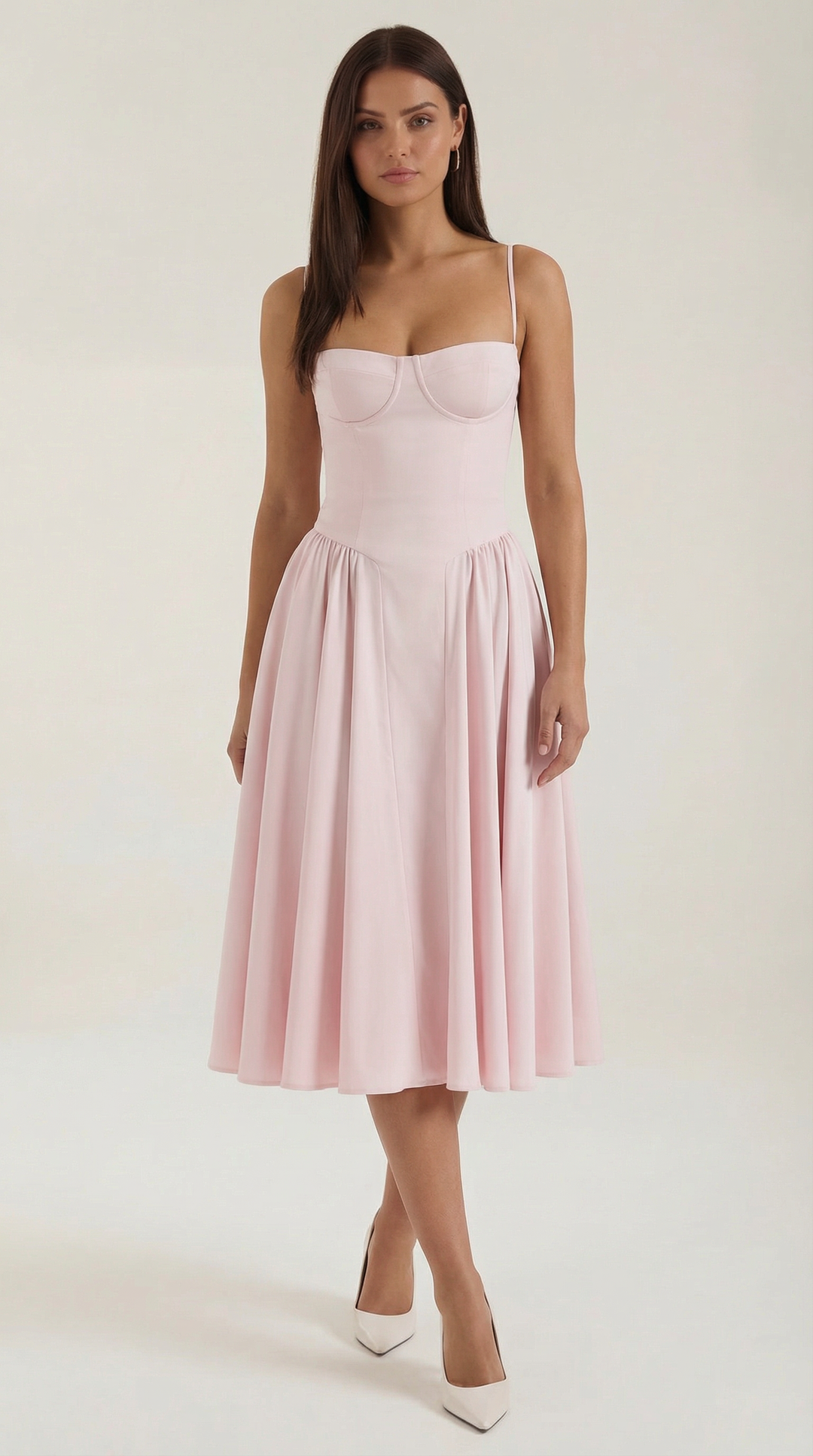 Ulva | Women’s Floral Corset Midi Dress – Sweetheart Neck Summer Dress