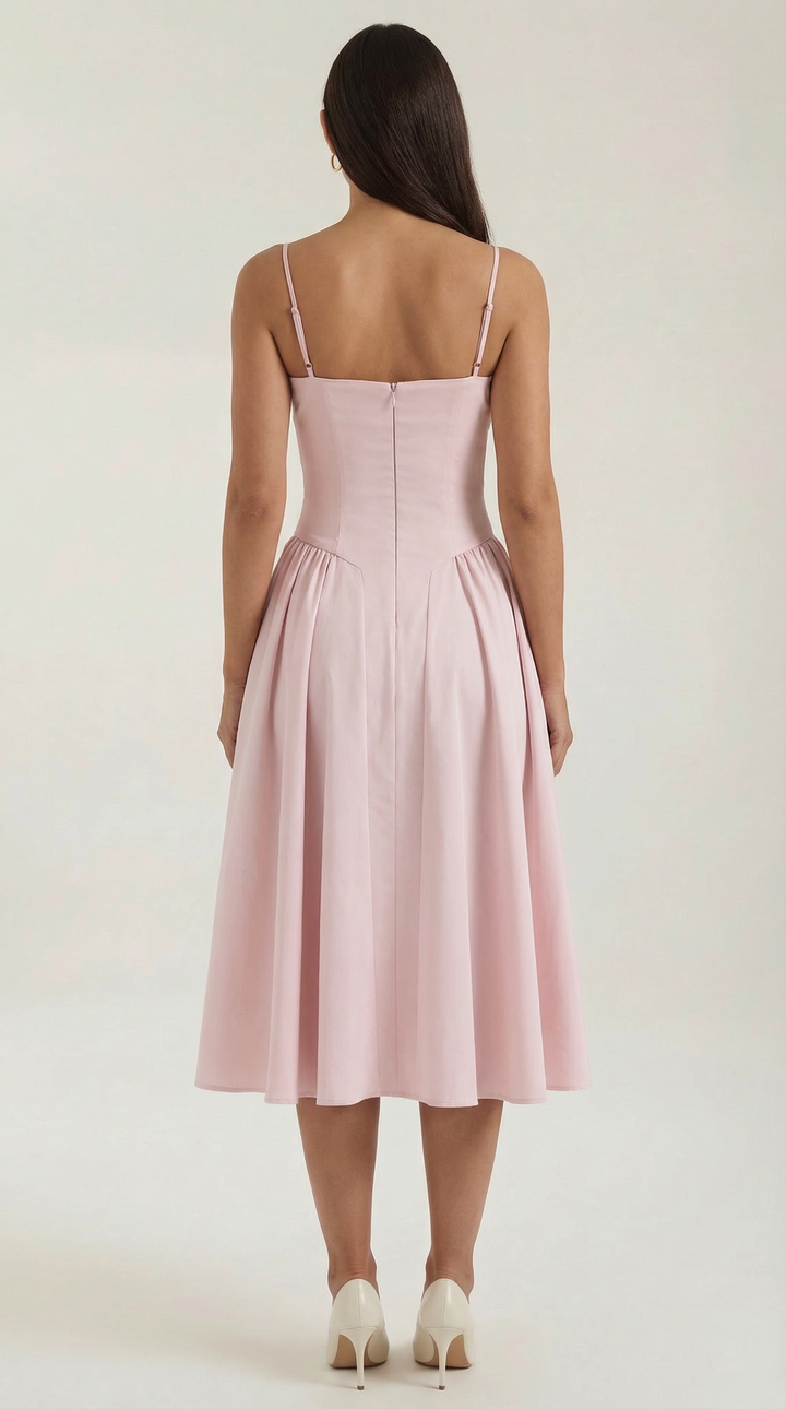 Ulva | Women’s Floral Corset Midi Dress – Sweetheart Neck Summer Dress