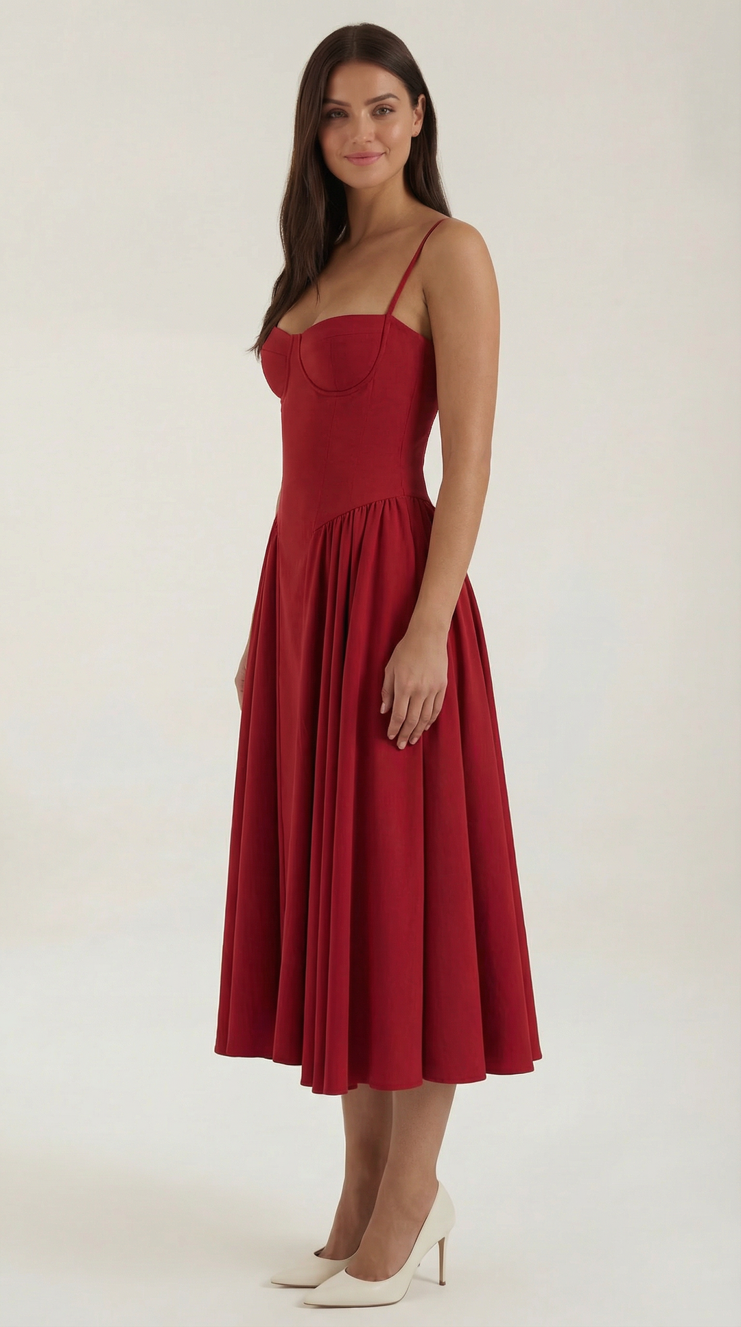 Ulva | Women’s Floral Corset Midi Dress – Sweetheart Neck Summer Dress