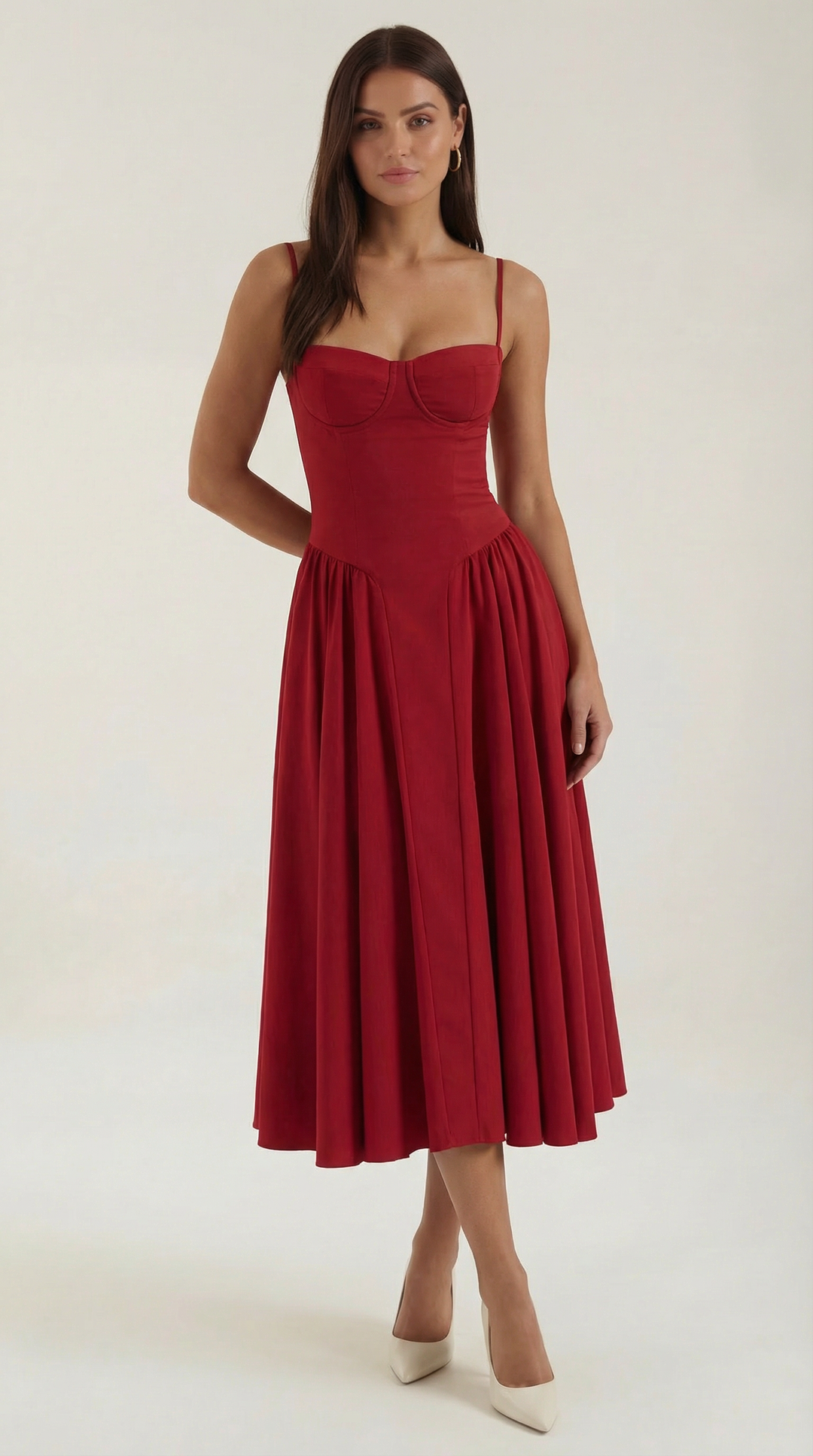 Ulva | Women’s Floral Corset Midi Dress – Sweetheart Neck Summer Dress