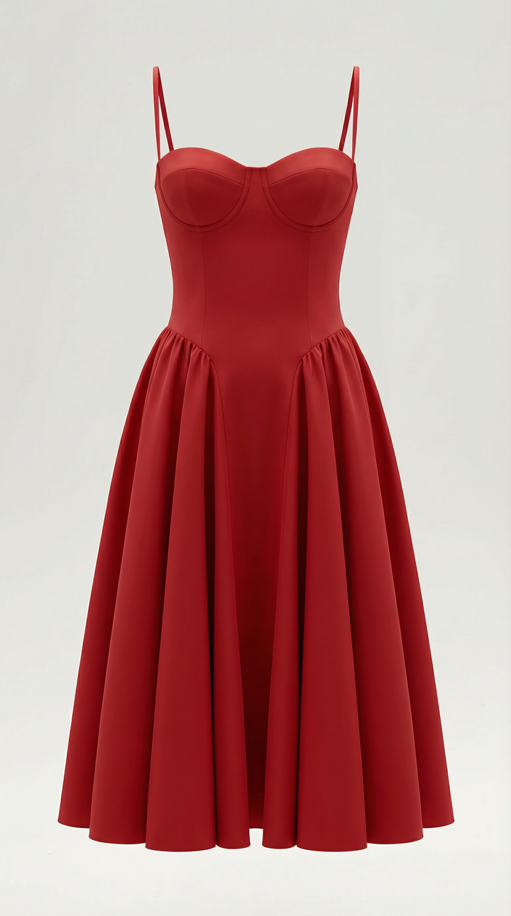 Ulva | Women’s Floral Corset Midi Dress – Sweetheart Neck Summer Dress