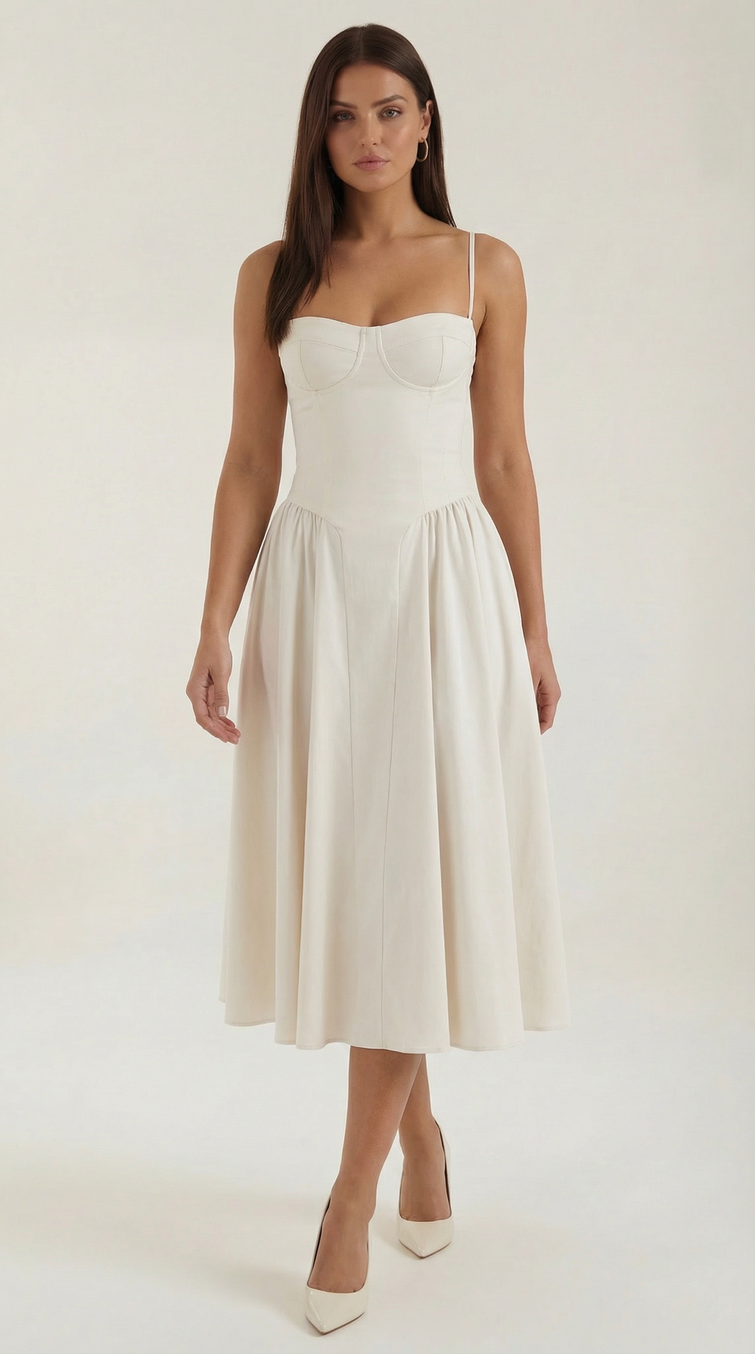 Ulva | Women’s Floral Corset Midi Dress – Sweetheart Neck Summer Dress
