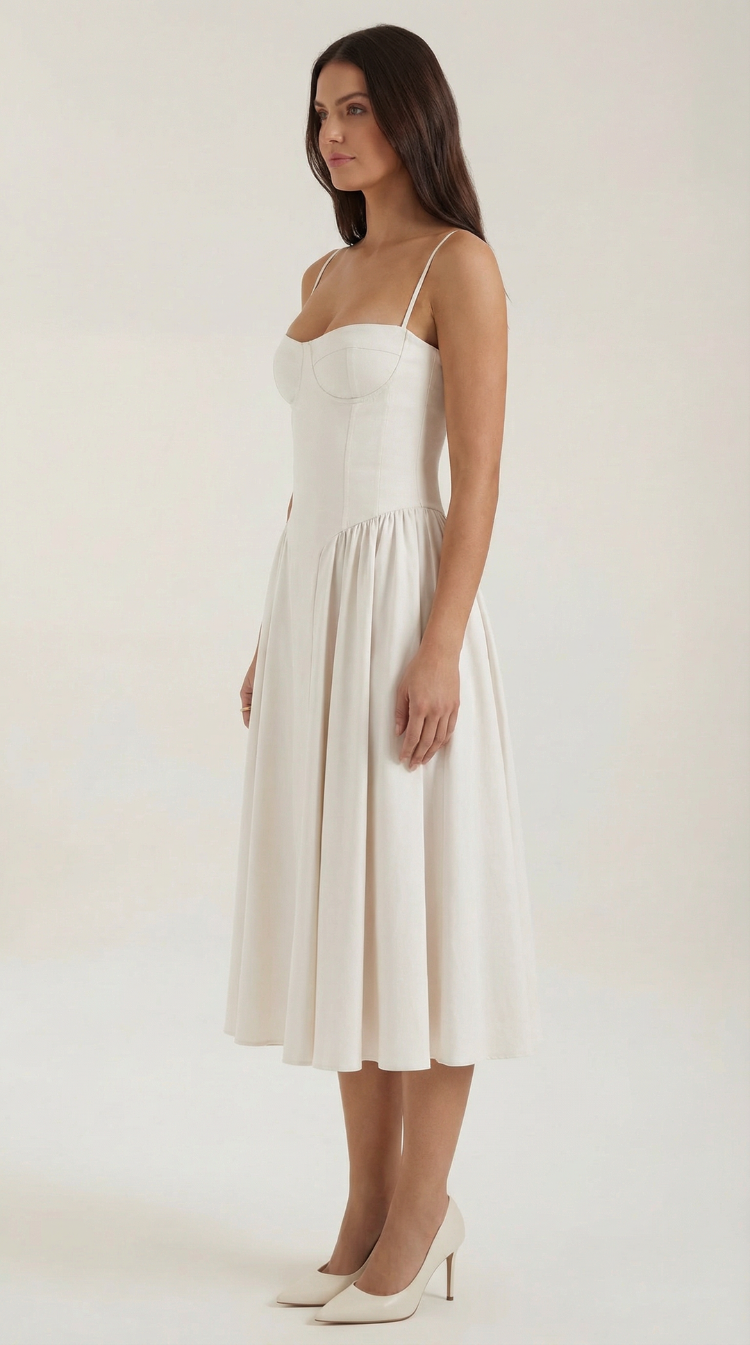 Ulva | Women’s Floral Corset Midi Dress – Sweetheart Neck Summer Dress