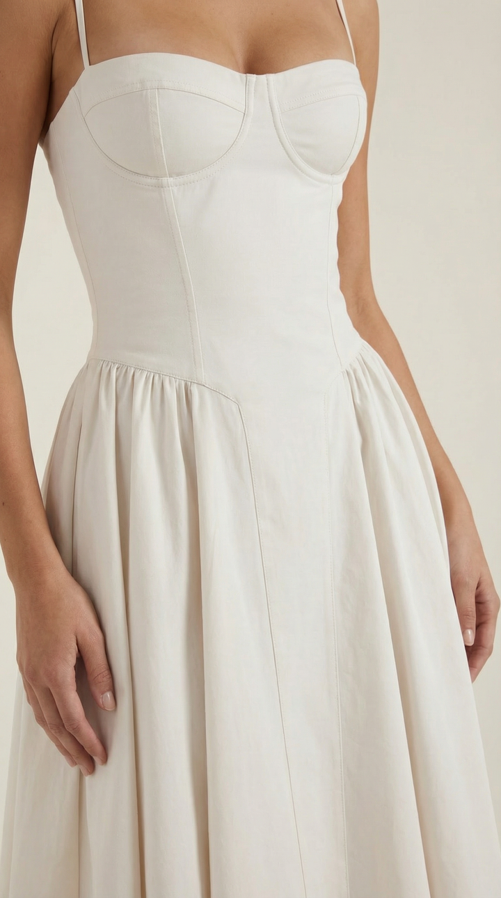 Ulva | Women’s Floral Corset Midi Dress – Sweetheart Neck Summer Dress