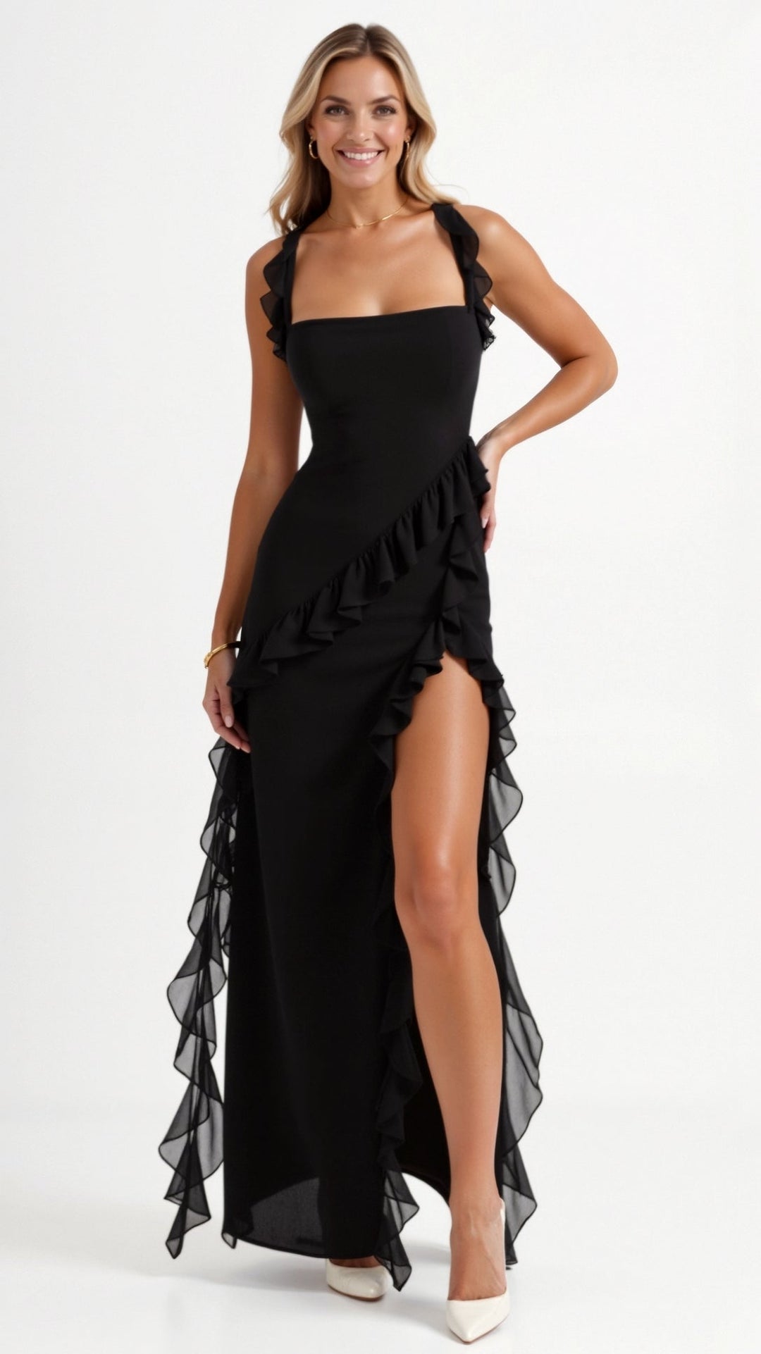 Elavira | Elegant Maxi Dress with Ruffles