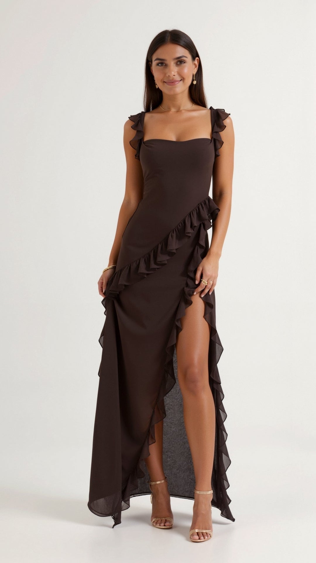 Elavira | Elegant Maxi Dress with Ruffles