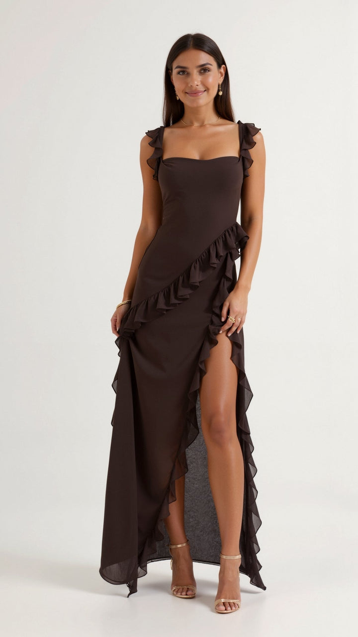 Elavira | Elegant Maxi Dress with Ruffles